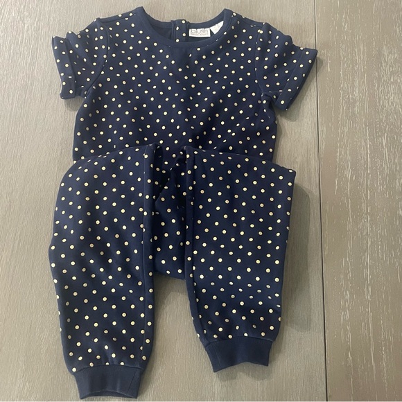 Blush by US Angels cotton navy gold polka dots jumper elastic waist Size 10/12 - Picture 12 of 14